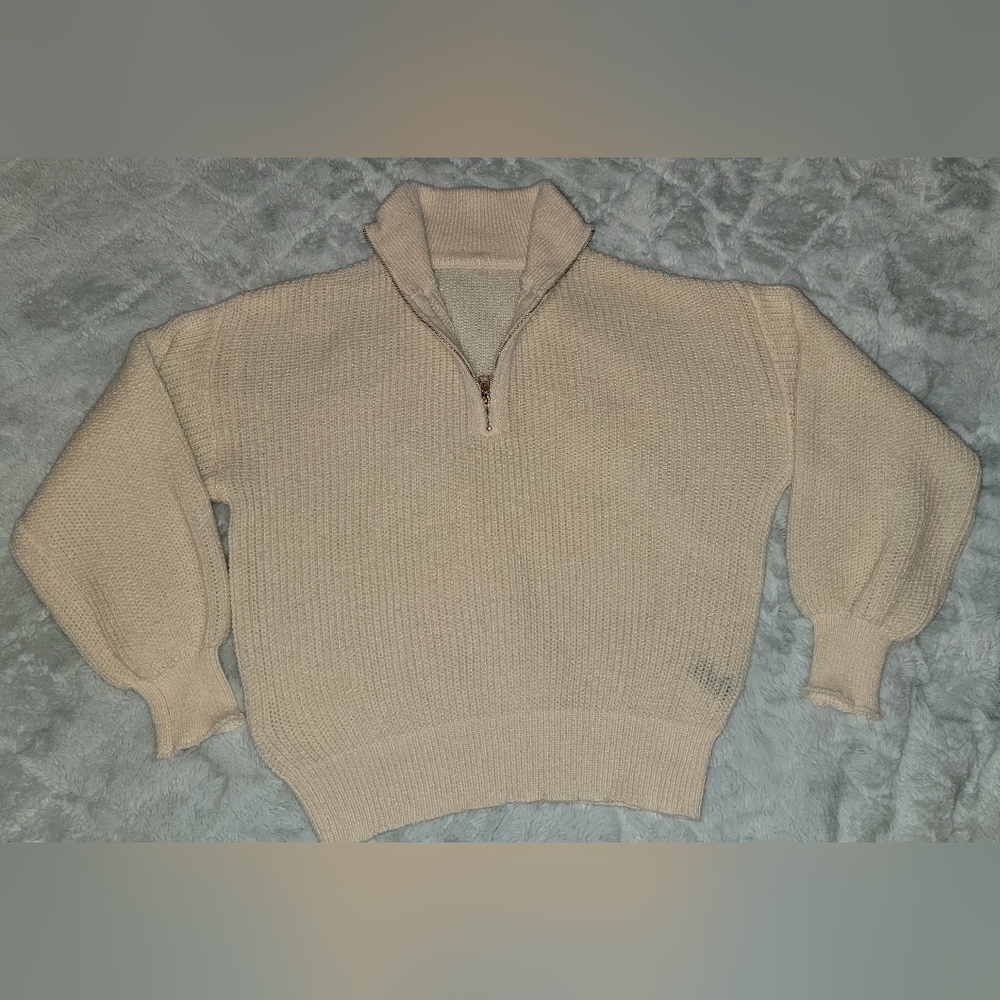 NWOT Cream Knit 1/4 Zip Sweater - Size Large